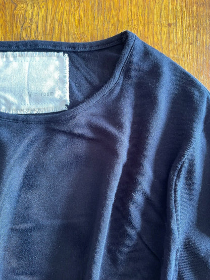 CASHMERE SILK JERSEY, 86%tencel 5%silk 4%cashmere, #842-870, LS CREW, NAVY