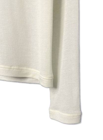CASHMERE SILK JERSEY, 86%tencel 5%silk 4%cashmere, #842-870, LS CREW, WHITE