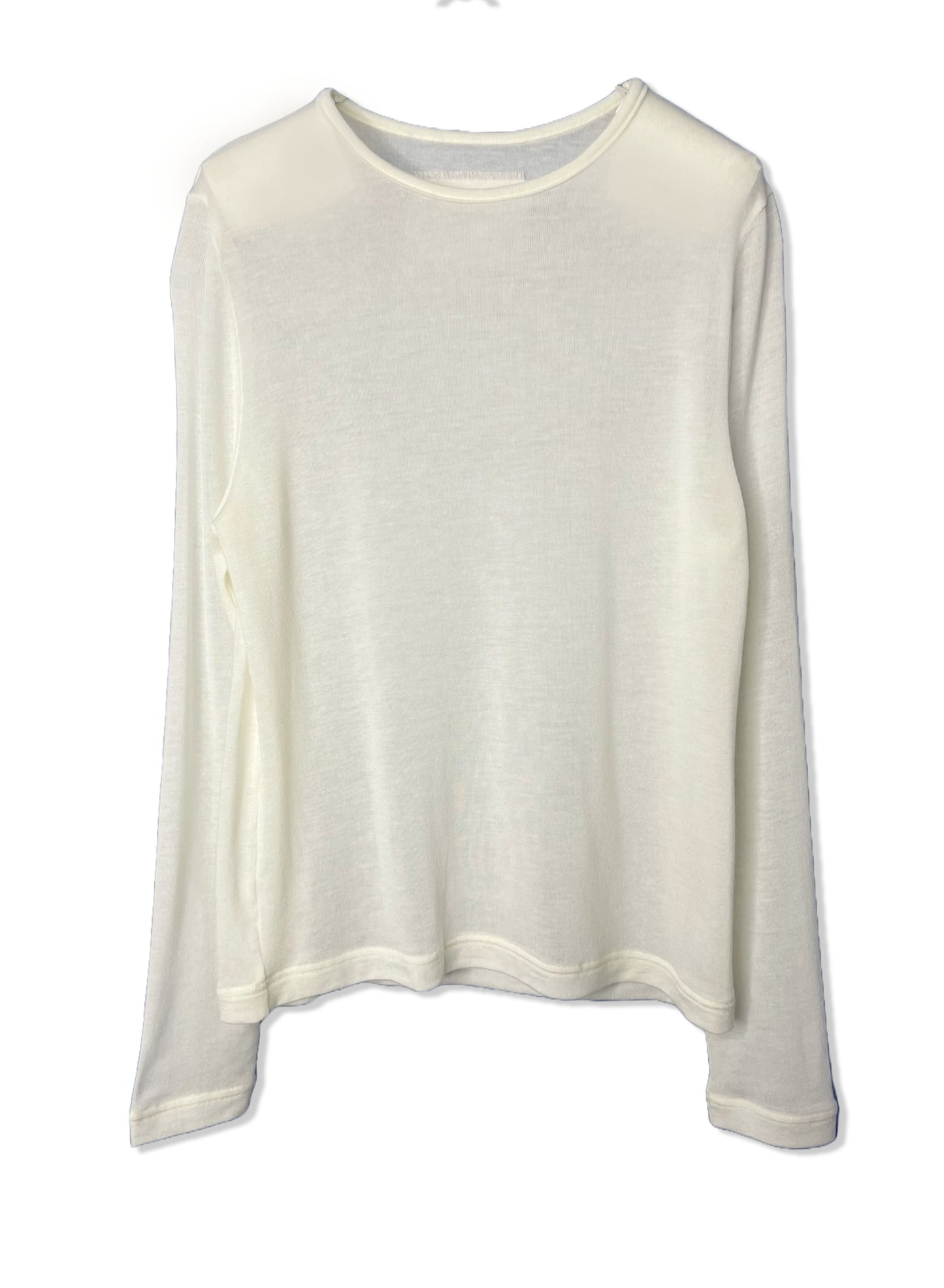 CASHMERE SILK JERSEY, 86%tencel 5%silk 4%cashmere, #842-870, LS CREW, WHITE