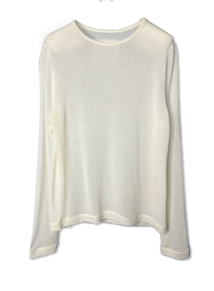 CASHMERE SILK JERSEY, 86%tencel 5%silk 4%cashmere, #842-870, LS CREW, WHITE