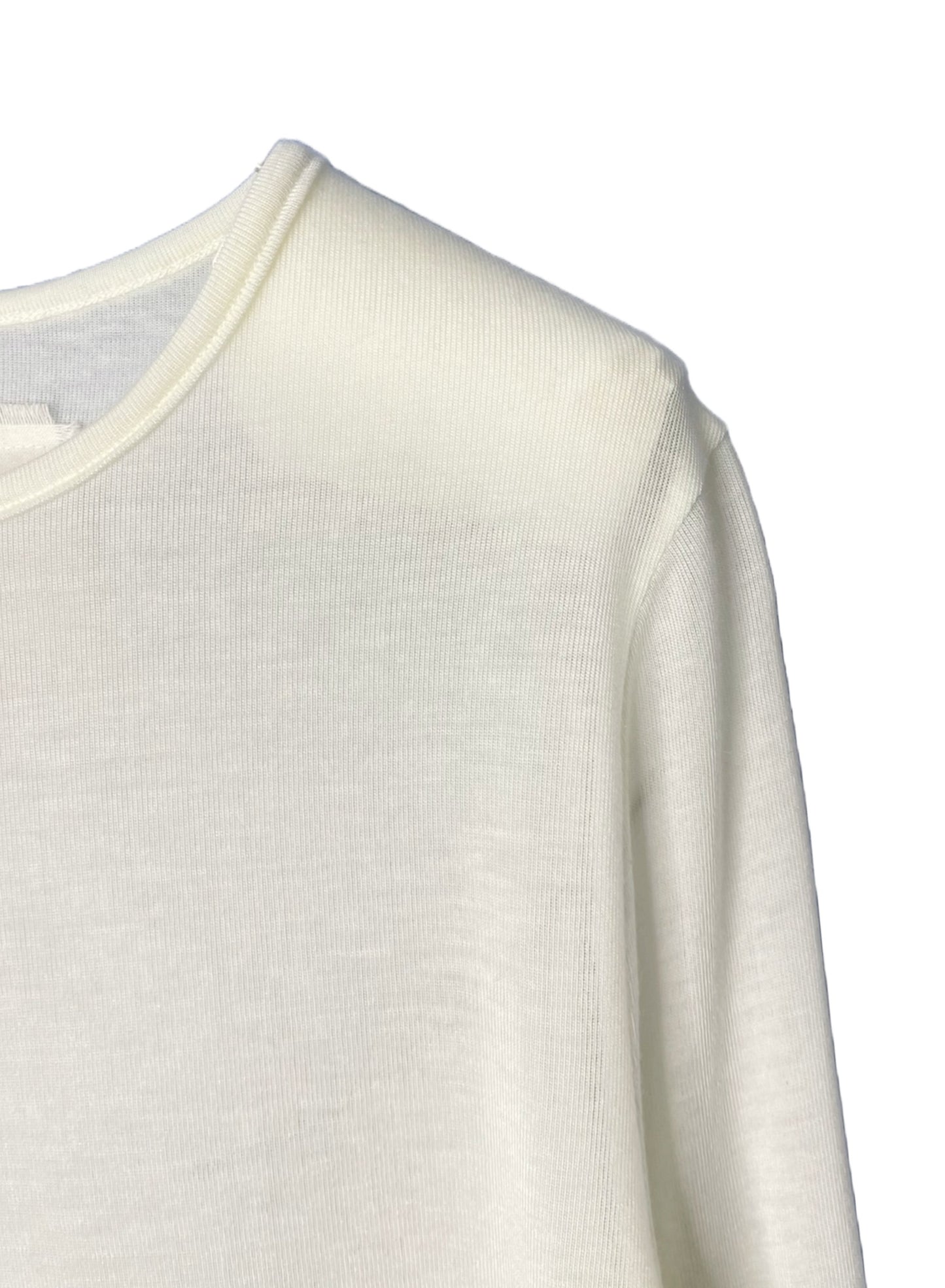 CASHMERE SILK JERSEY, 86%tencel 5%silk 4%cashmere, #842-870, LS CREW, WHITE