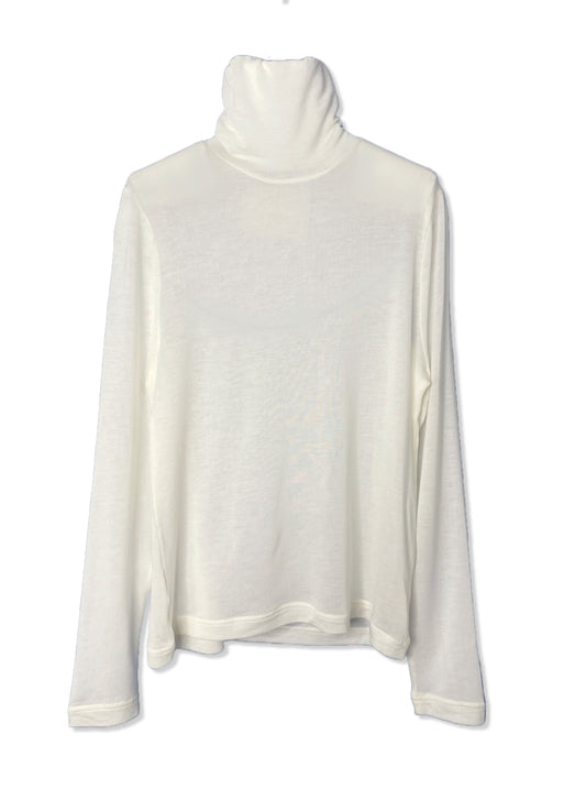 CASHMERE SILK JERSEY, 86%tencel 5%silk 4%cashmere, #842-871, LS TURTLE, WHITE