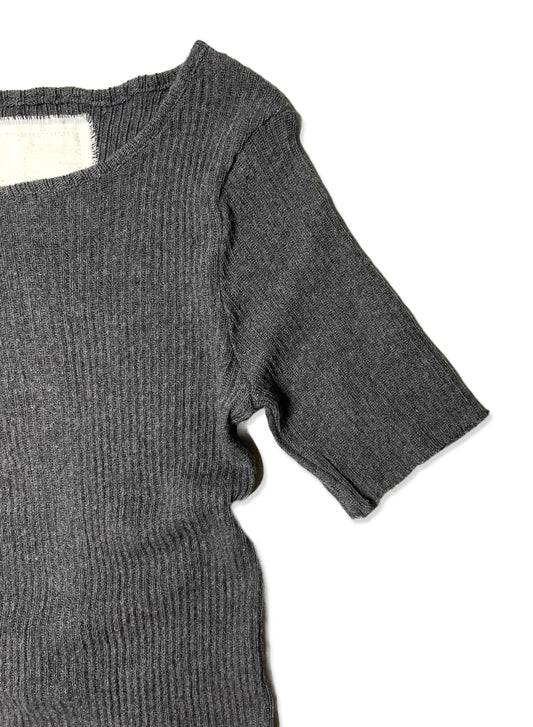 GAUZE RIB, SS CREW, 851-883, 100%cotton, CHARCOAL, OS