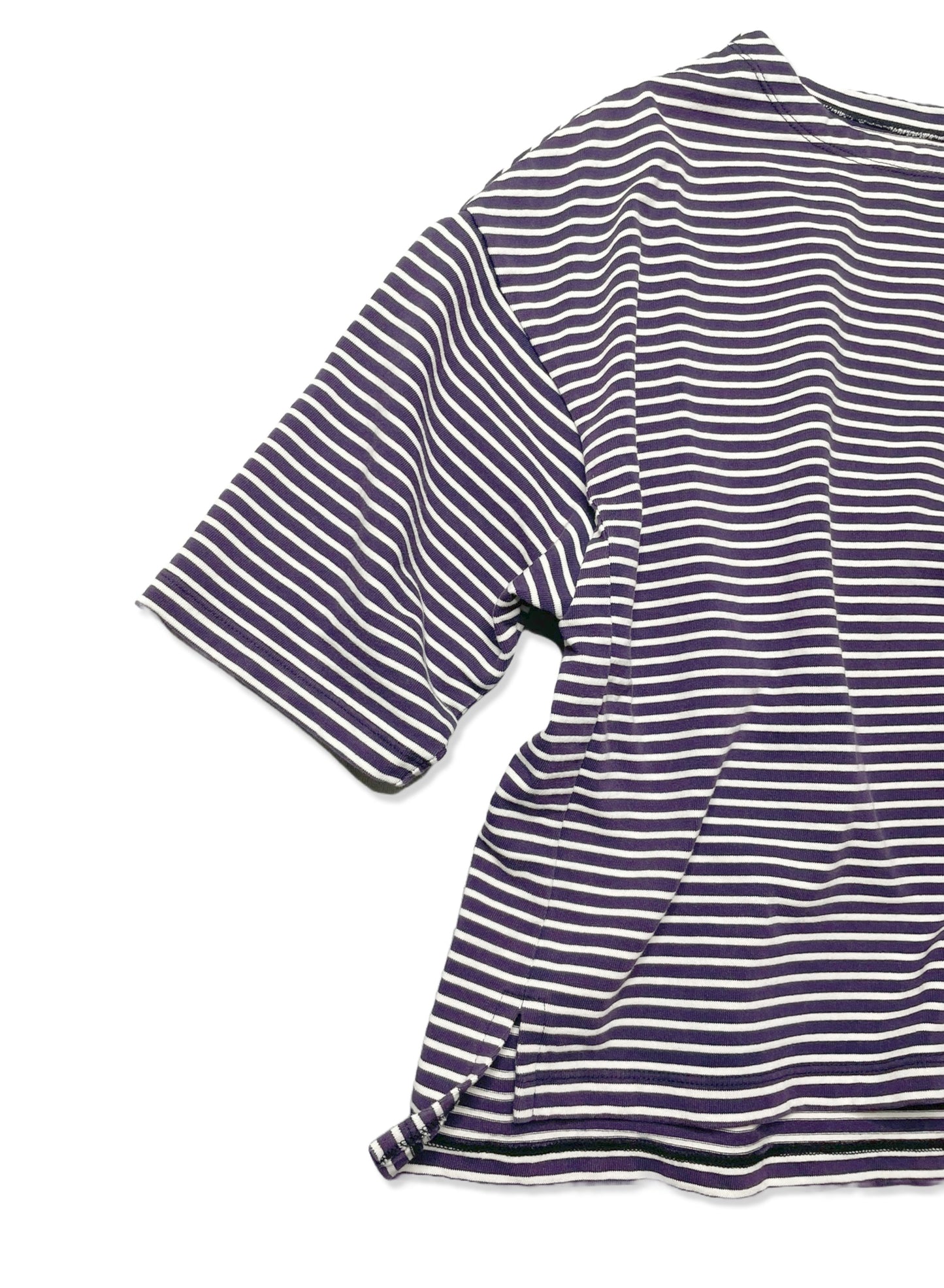 COTTON BOARDER, HALF SLEEVE CREW TOP, #851-885, cotton 100%, NAVY-NATURAL, OS