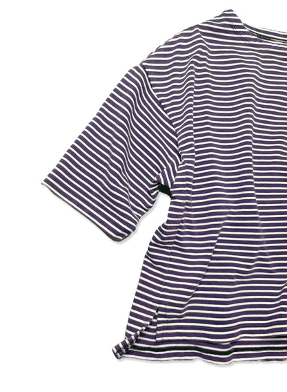 COTTON BOARDER, HALF SLEEVE CREW TOP, #851-885, cotton 100%, NAVY-NATURAL, OS
