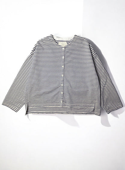 COTTON BOARDER, LS CARDIGAN, #851-886, cotton 100%, NATURAL-BLUE