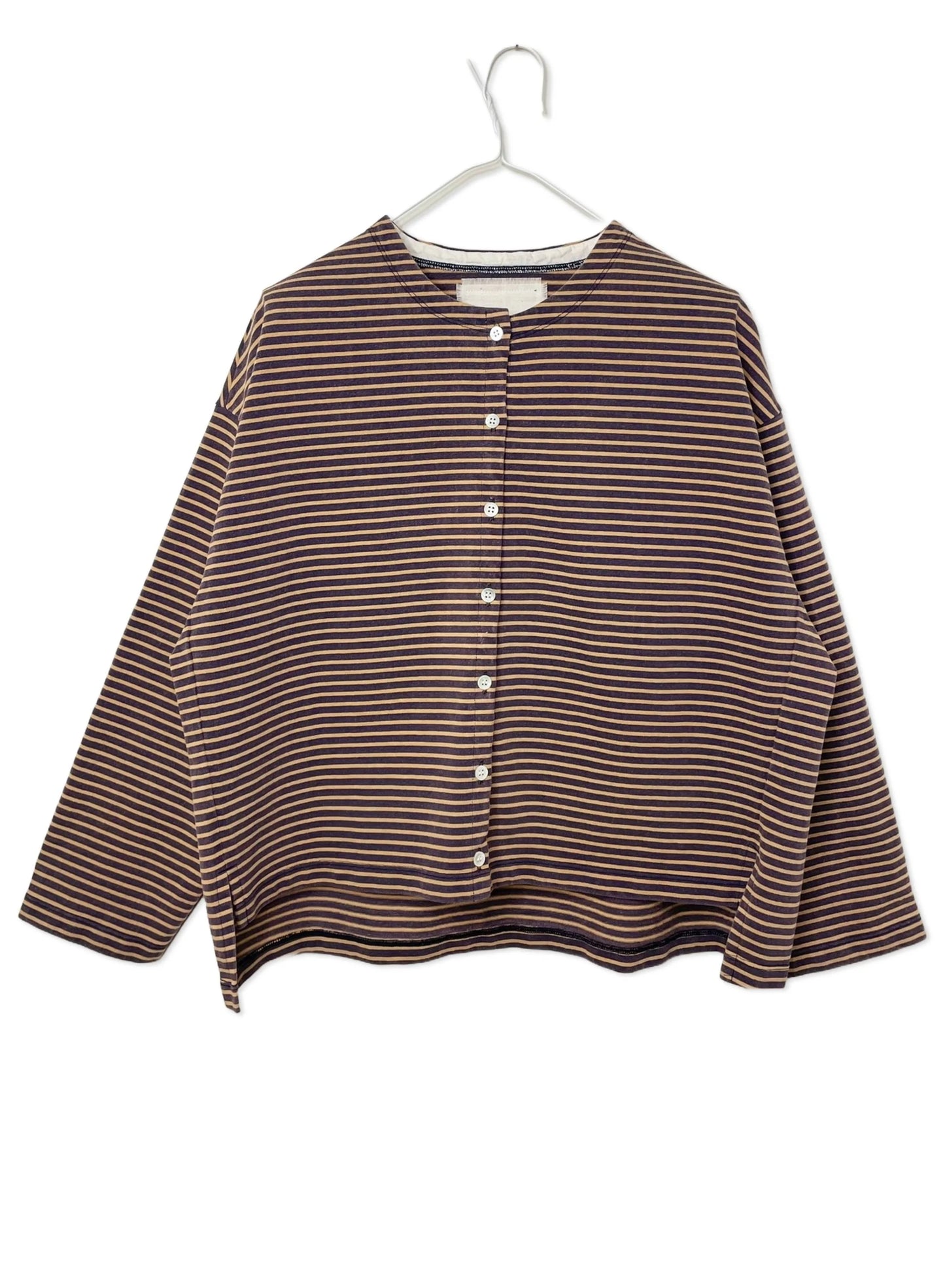 COTTON BOARDER, LS CARDIGAN, #851-886, cotton 100%, NAVY-BROWN