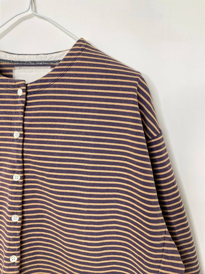 COTTON BOARDER, LS CARDIGAN, #851-886, cotton 100%, NAVY-BROWN