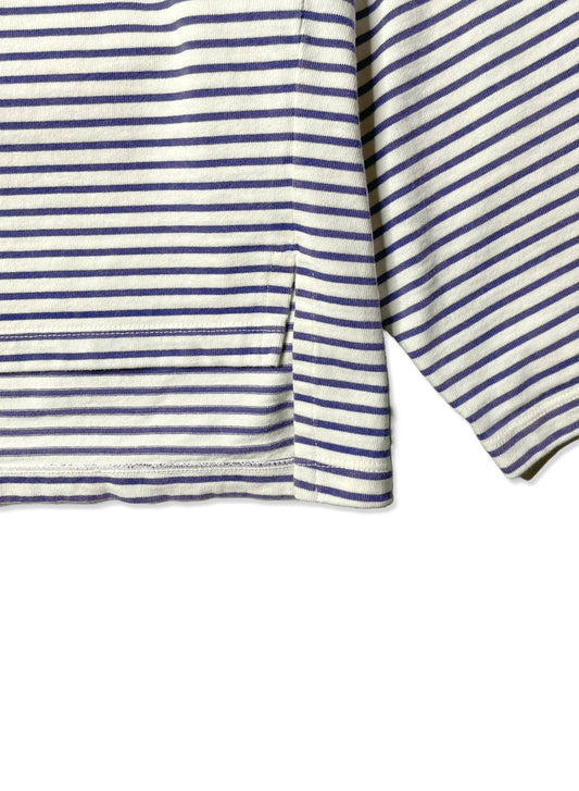 COTTON BOARDER, HALF SLEEVE CREW TOP, #851-885, cotton 100%, NATURAL-BLUE