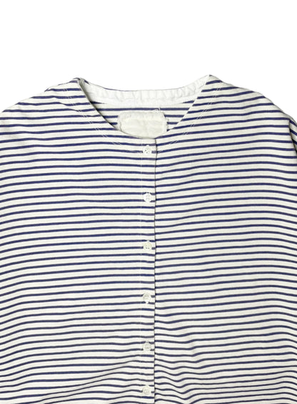 COTTON BOARDER, LS CARDIGAN, #851-886, cotton 100%, NATURAL-BLUE