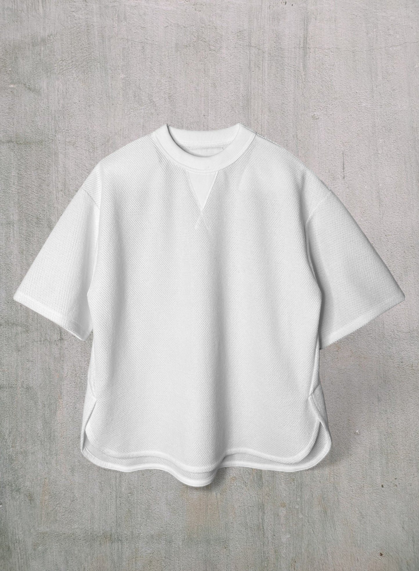 COTTON MESH, SS CREW, #851-887, cotton 55% Polyester 45%, WHITE