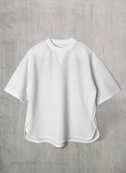 COTTON MESH, SS CREW, #851-887, cotton 55% Polyester 45%, WHITE