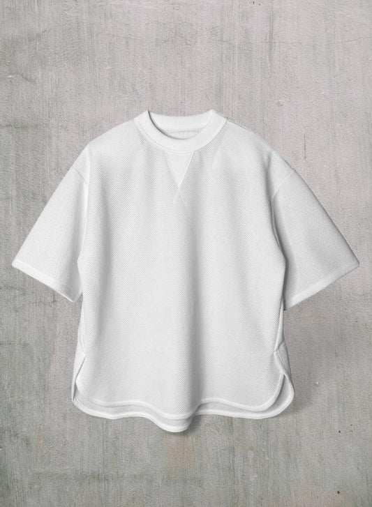 COTTON MESH, SS CREW, #851-887, cotton 55% Polyester 45%, WHITE