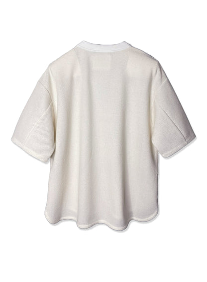 COTTON MESH, SS CREW, #851-887, cotton 55% Polyester 45%, WHITE