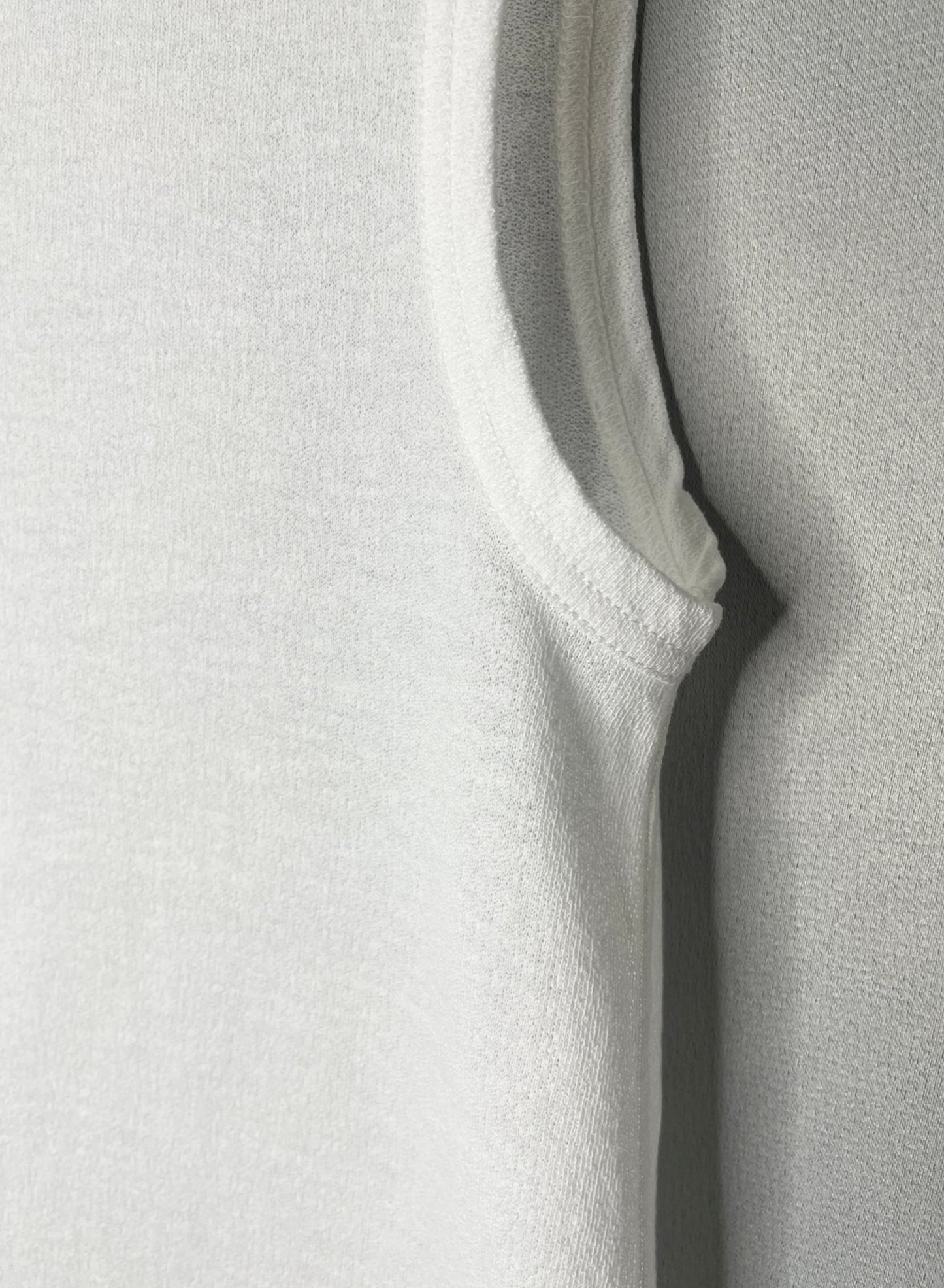 COTTON CRAPE, SIDE  NECK SLIT TANKTOP, #851-892  cotton 100%, WHITE