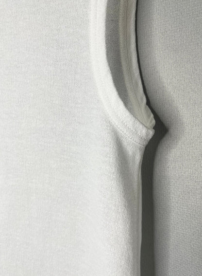COTTON CRAPE, SIDE  NECK SLIT TANKTOP, #851-892  cotton 100%, WHITE