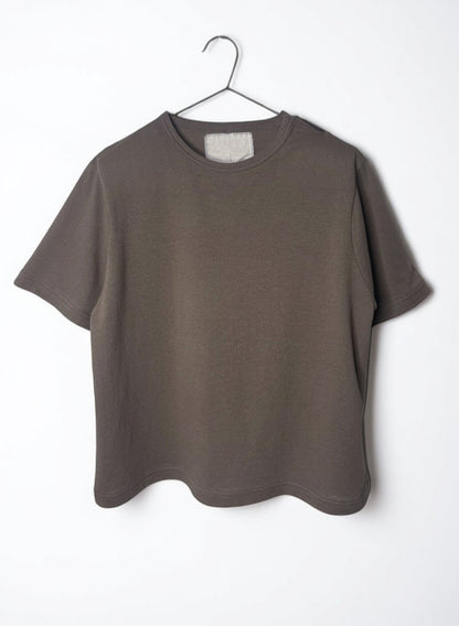 COTTON CRAPE, SIDE SLIT NECK SS TOP, 851-893, cotton 100%, SAND KHAKI, OS