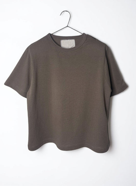 COTTON CRAPE, SIDE SLIT NECK SS TOP, 851-893, cotton 100%, SAND KHAKI, OS