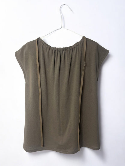 COTTON CRAPE, NO SLEEVE TOP, #851-895  cotton 100%, SAND KHAKI, SIZE2(one size)