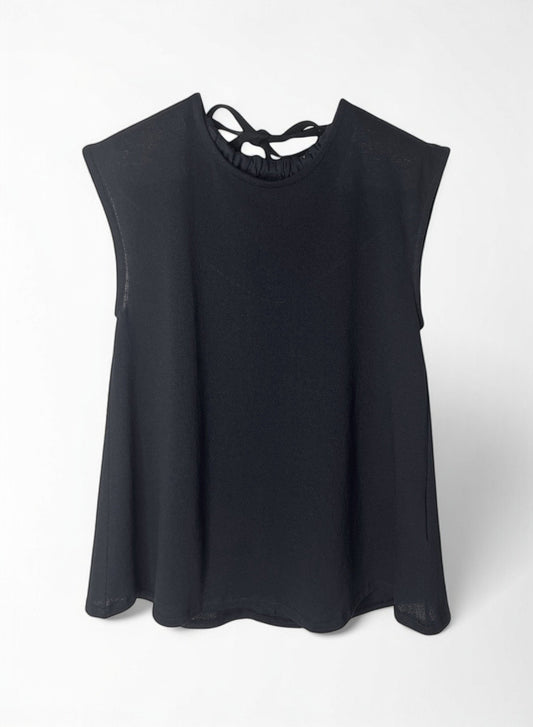 COTTON CRAPE, NO SLEEVE TOP, #851-895  cotton 100%, BLACK