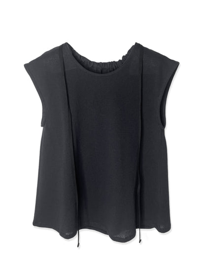 COTTON CRAPE, NO SLEEVE TOP, #851-895  cotton 100%, BLACK