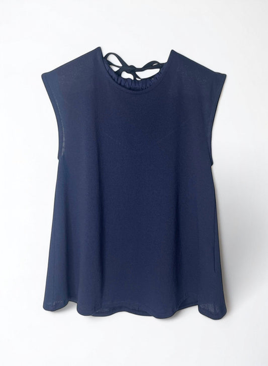 COTTON CRAPE, NO SLEEVE TOP, #851-895  cotton 100%, NAVY