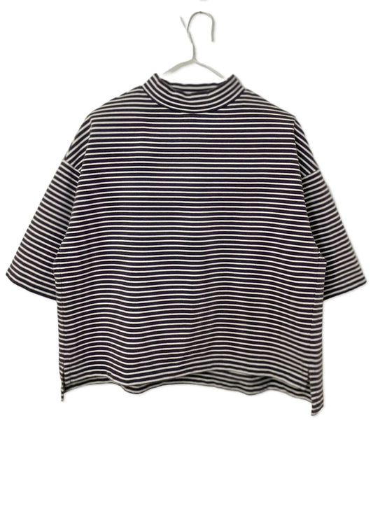 COTTON BOARDER, LS MOCK NECK, 852-912,  cotton 100%, NAVY-NATURAL