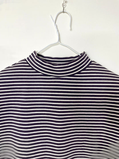 COTTON BOARDER, LS MOCK NECK, 852-912,  cotton 100%, NAVY-NATURAL