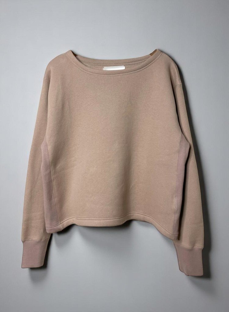 Cotton Tencel Brushed Fleece, LS Clean Boat Neck Sweatshirts, #822-805, TAUPE, ONE SIZE