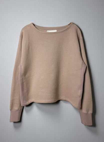 Cotton Tencel Brushed Fleece, LS Clean Boat Neck Sweatshirts, #822-805, TAUPE, ONE SIZE