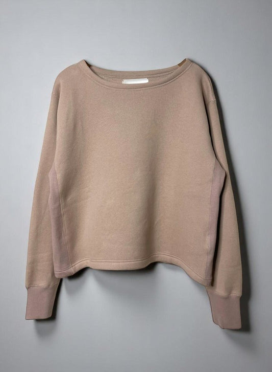 Cotton Tencel Brushed Fleece, LS Clean Boat Neck Sweatshirts, #822-805, TAUPE, ONE SIZE