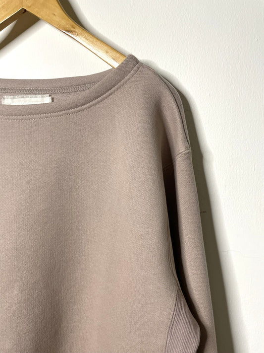 Cotton Tencel Brushed Fleece, LS Clean Boat Neck Sweatshirts, #822-805, TAUPE, ONE SIZE