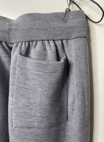Super Fine Merino 14Gauge DBL-Face Knit, 9221012, WOOL 100%, Unisex LONG PANTS, GREY