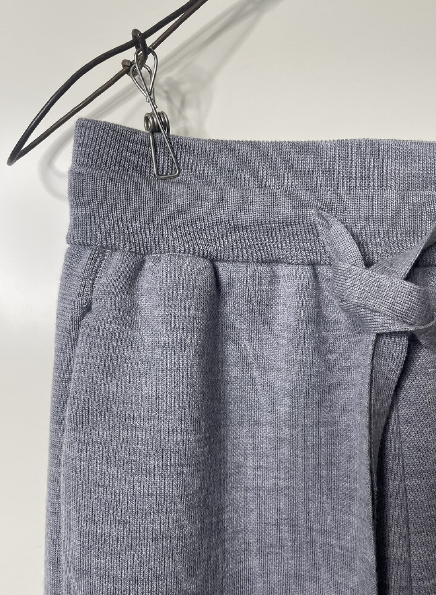 Super Fine Merino 14Gauge DBL-Face Knit, 9221012, WOOL 100%, Unisex LONG PANTS, GREY