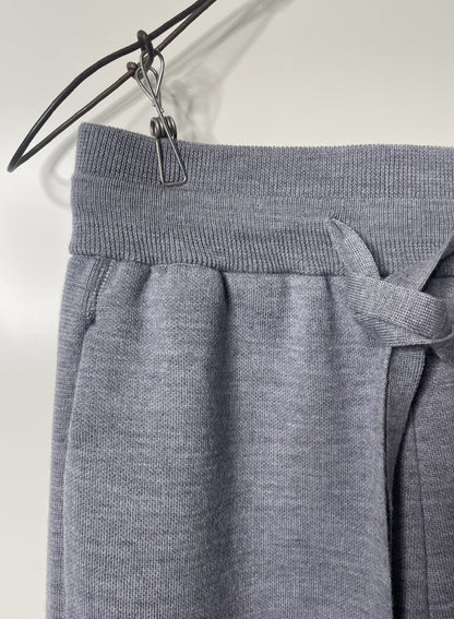 Super Fine Merino 14Gauge DBL-Face Knit, 9221012, WOOL 100%, Unisex LONG PANTS, GREY
