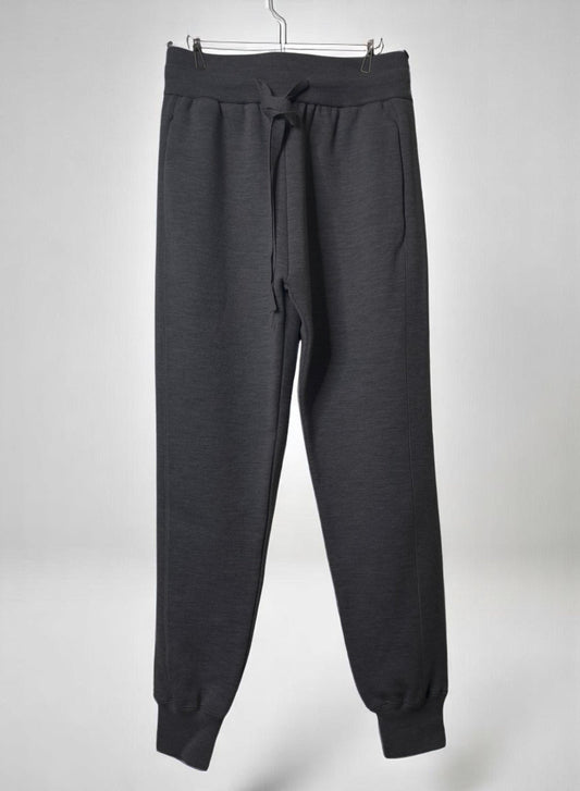 Super Fine Merino 14Gauge DBL-Face Knit, 9221012, WOOL 100%, Unisex LONG PANTS,  BLACK