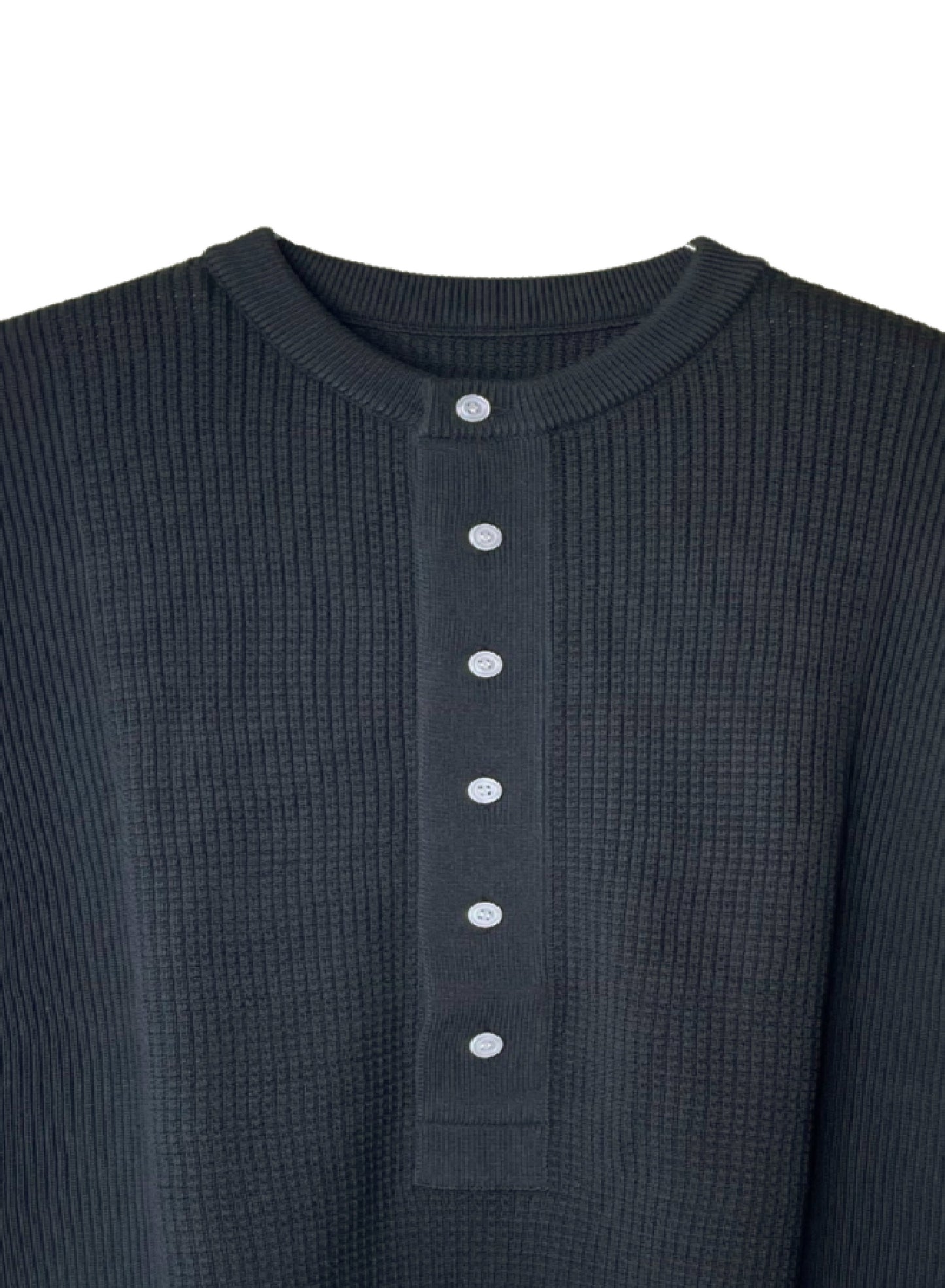 Extra-Long lament Cotton, VL9221014, L/S HENLEY TOP, BLACK