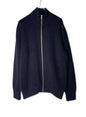Super Fine Merino Rib, WOOL 100%,  L/S ZIP CARDIGAN , #9421043, BLACK