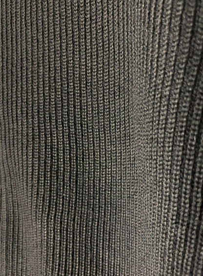 Super Fine Merino Rib, WOOL 100%,  L/S ZIP CARDIGAN , #9421043, BLACK