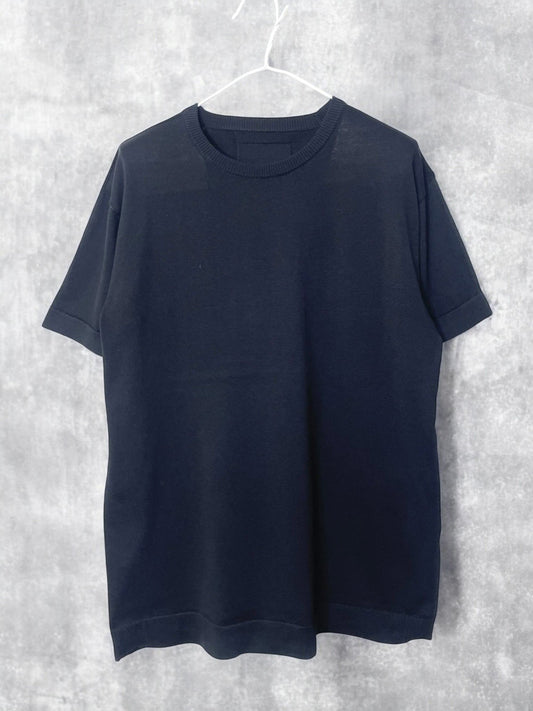 Extra-Long Fillament Cotton 16G Jersey Knit, VL951005 , Unisex SS Crew, BLACK