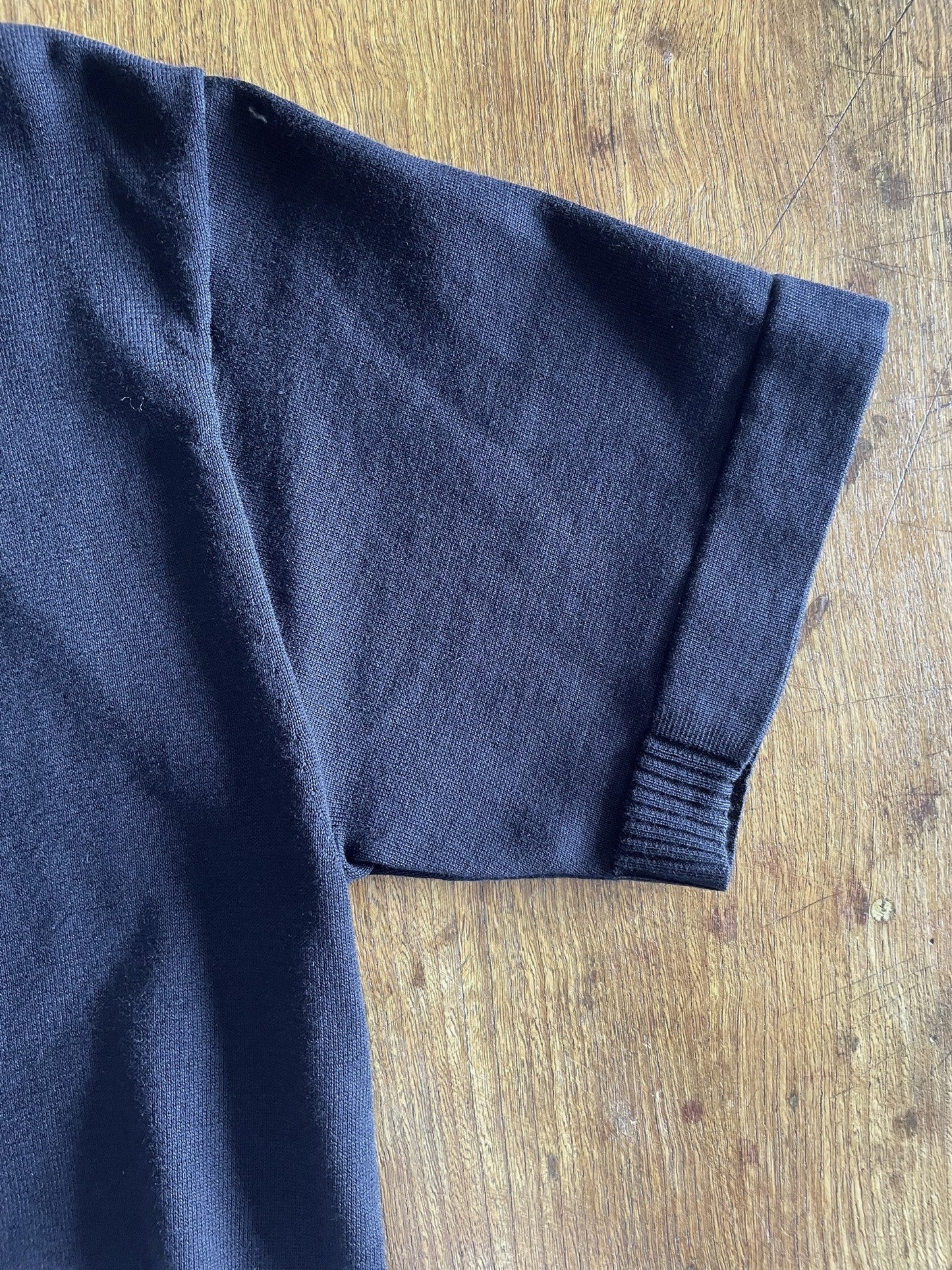 Extra-Long Fillament Cotton 16G Jersey Knit, VL951005 , Unisex SS Crew, BLACK