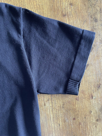 Extra-Long Fillament Cotton 16G Jersey Knit, VL951005 , Unisex SS Crew, BLACK