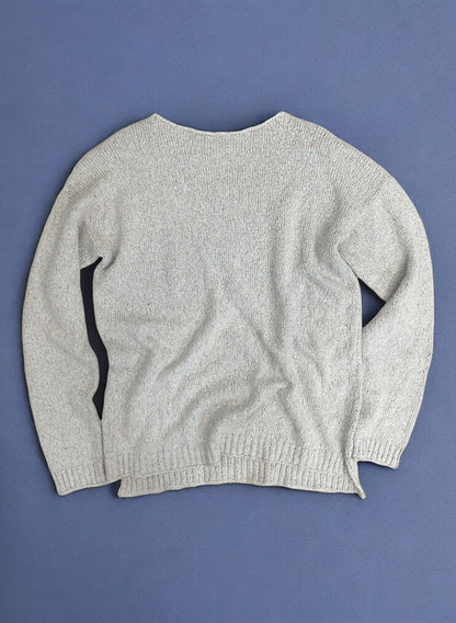 UNISEX, Silk Noil /Linen Jersey Knit, Unisex L/S CREW SWEATER, VL951016, SIL/LINEN/COTTON,   NATURAL MIX