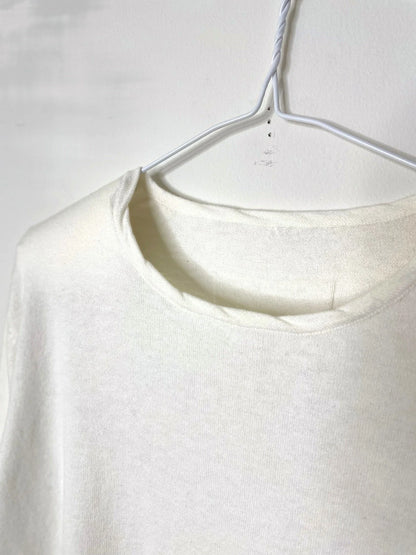 Cotton/Cashmere FINE JZ.KNIT, 95% Cotton 5% Cashmere, L/S CREW, 9511052, WHITE