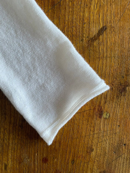 Cotton/Cashmere FINE JZ.KNIT, 95% Cotton 5% Cashmere, L/S CREW, 9511052, WHITE