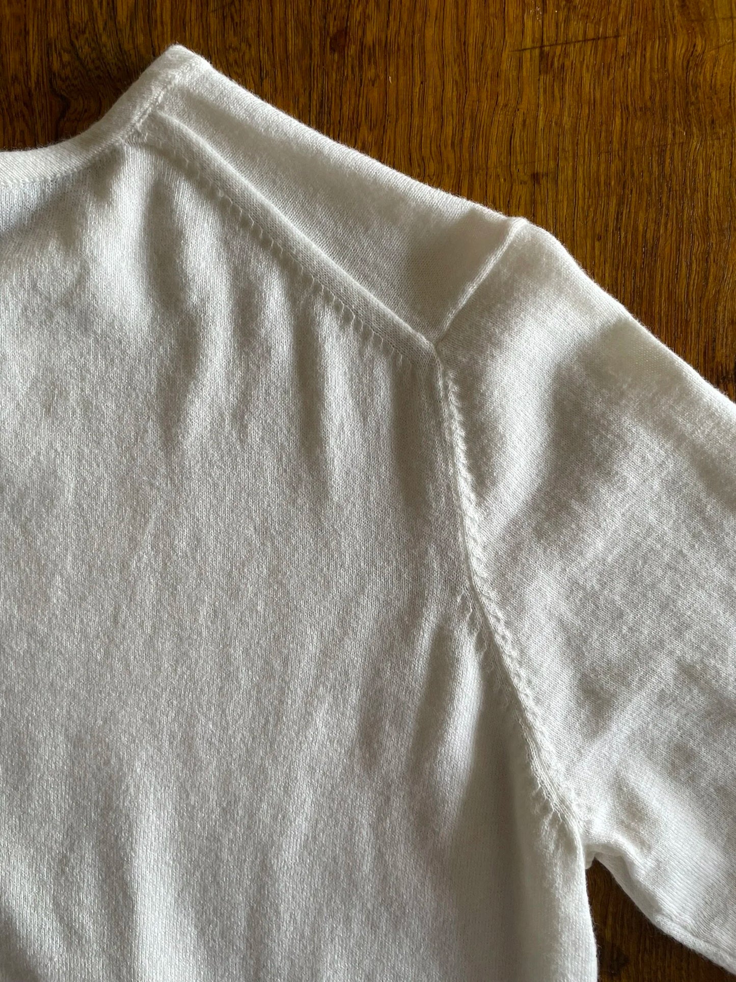 Cotton/Cashmere FINE JZ.KNIT, 95% Cotton 5% Cashmere, L/S CREW, 9511052, WHITE