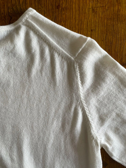 Cotton/Cashmere FINE JZ.KNIT, 95% Cotton 5% Cashmere, L/S CREW, 9511052, WHITE