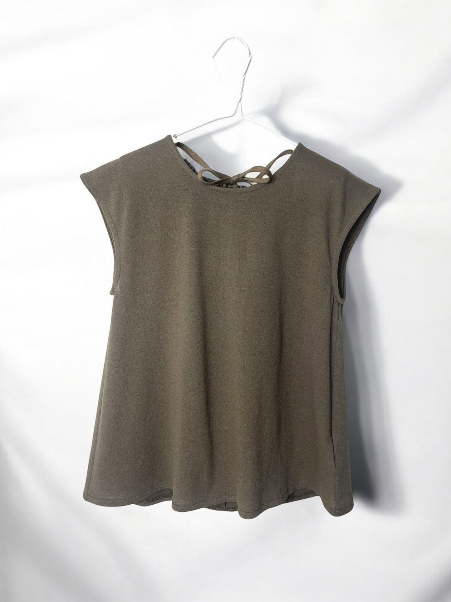 COTTON CRAPE, NO SLEEVE TOP, #851-895  cotton 100%, SAND KHAKI, SIZE2(one size)