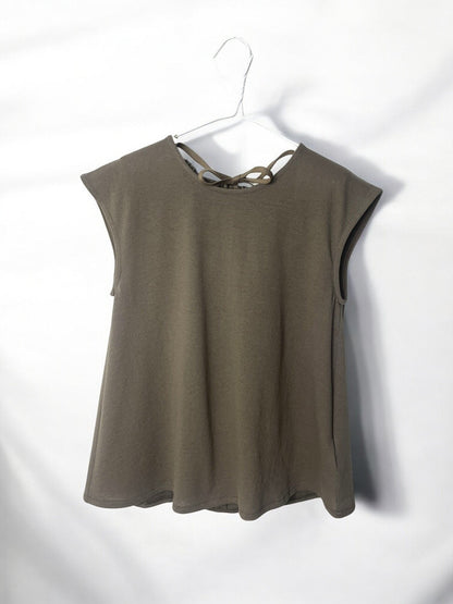 COTTON CRAPE, NO SLEEVE TOP, #851-895  cotton 100%, SAND KHAKI, SIZE2(one size)