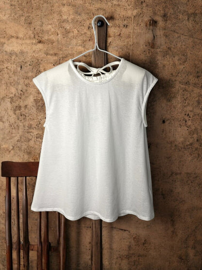 COTTON CRAPE, NO SLEEVE TOP, #851-895  cotton 100%, WHITE